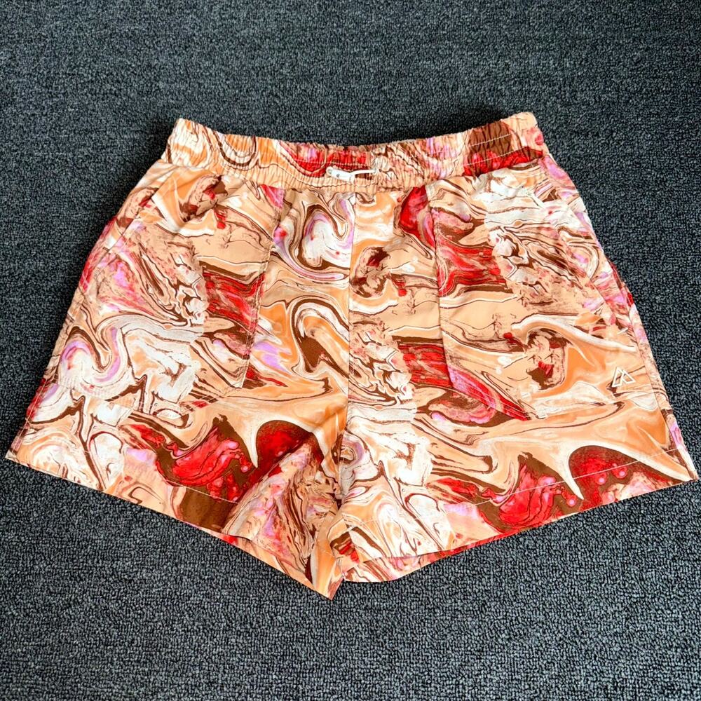 Alpine Design Woven Shortie‎ Womens XS Multicolor Marbling Print Mesh Lined